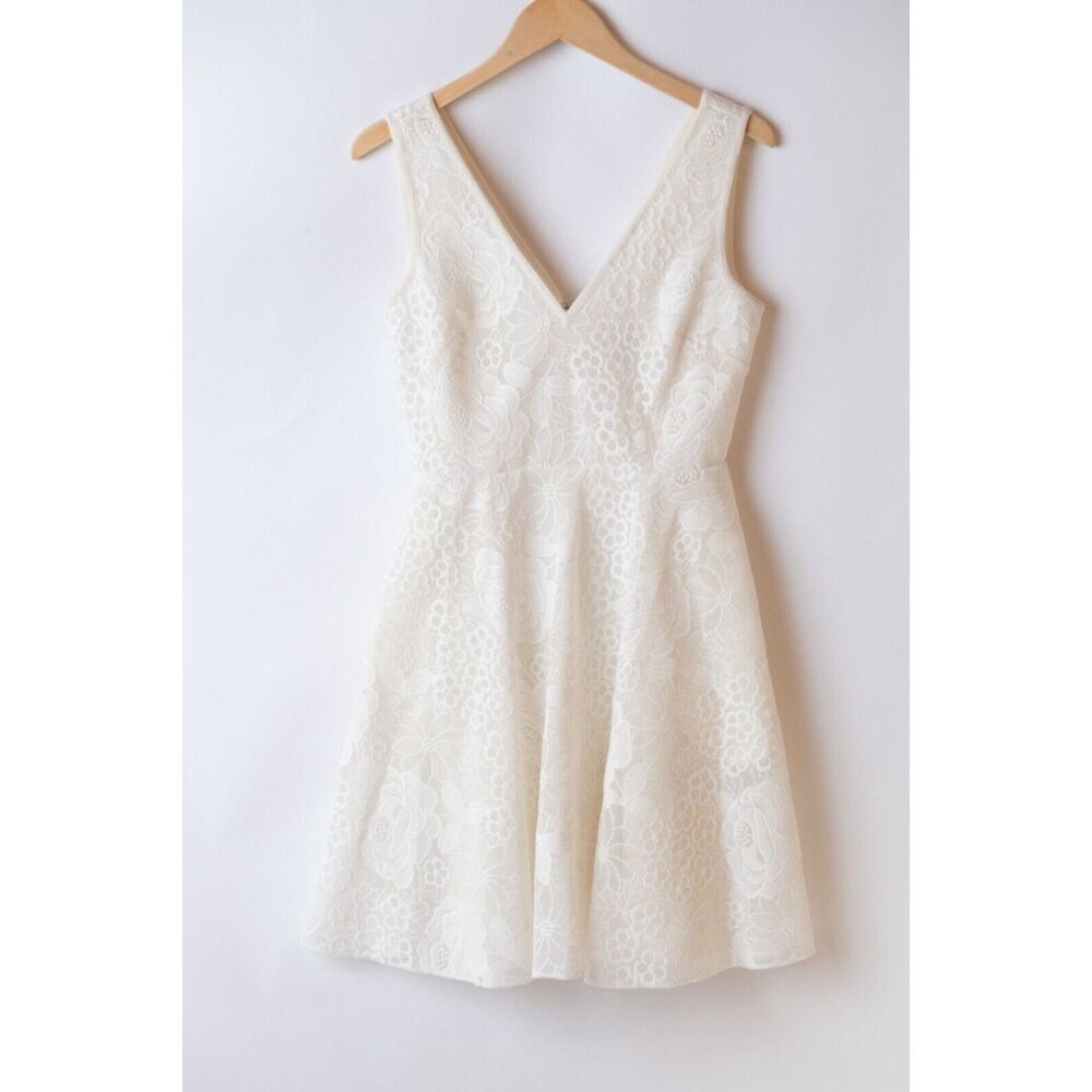 White Sleeveless V-Neck A-Line Mini Dress